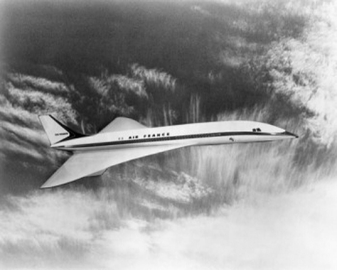 Concorde Supersonic Jet flying in the sky Canvas Art -  (24 x 36)