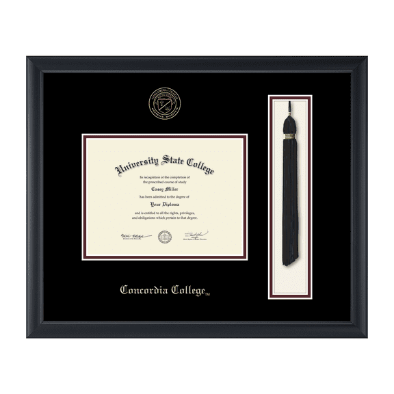 Framerly - Concordia Moorhead Tassel Diploma Frame with Black and Maroon Mat