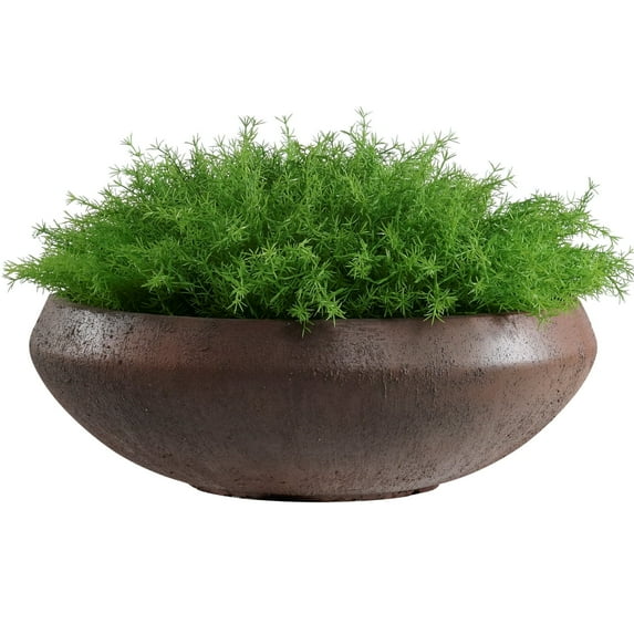 Concrete Bowl Planter, 23.2 Inch Dia x 8 Inch Height, Succulent Pot with Drain Hole, 21-inch Opening Flowerpot for Herbs, Bonsai, and Shallow-root Plants, Large Size, Rust