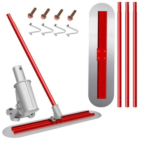 Concrete Bull Float, 47.2'' x 11.8'' Round End Stainless Steel Trowel Board Kit Tool, Cement Trowel Tools Float Bracket, with 4 x 59.4'' Handles