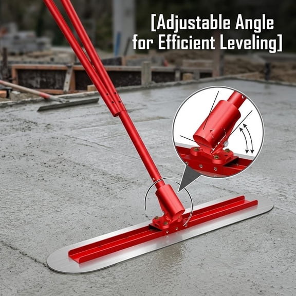 Concrete Bull Float, 48x12in Adjustable Angle Finishing Trowel with Extendable Handle for Concrete Construction & Floor Leveling