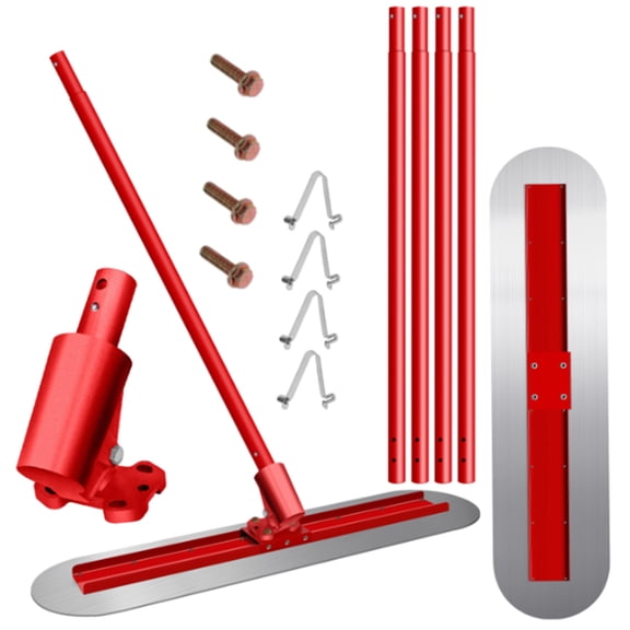 Concrete Bull Float Bull Float Kit Cement Trowel Tools Concrete Trowel Float Bracket Tools 48"x8" Mg-Al Alloy Adjustable 60In Extendable Round End with 4 Handles for Quick Smoothing