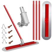 Concrete Bull Float Kit with Aluminum alloy interlocking poles, Concrete Float 48inx12in, Round End Stainless Steel Concrete Finishing Trowel for Plaster Applications