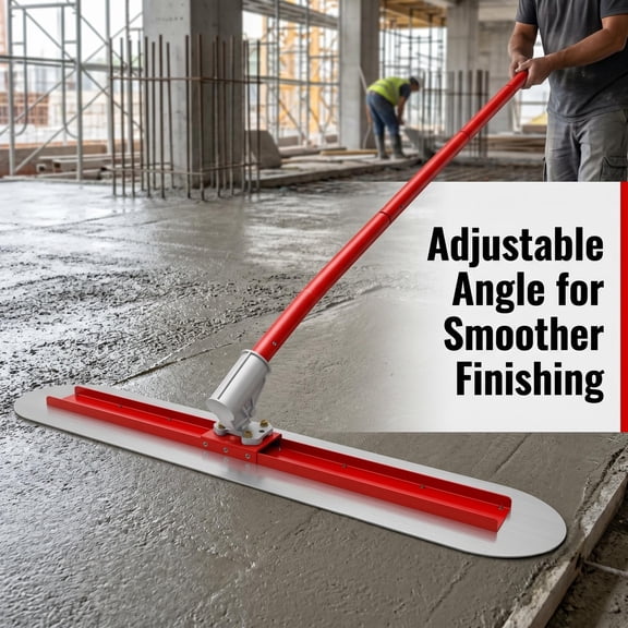 Concrete Bull Float Kit, Arc Edge Adjustable 47.2"X11.8" Stainless Steel Float, 4 Aluminum Interconnected Rod Concrete Smoother Tool For Construction Concrete Surface Treatment