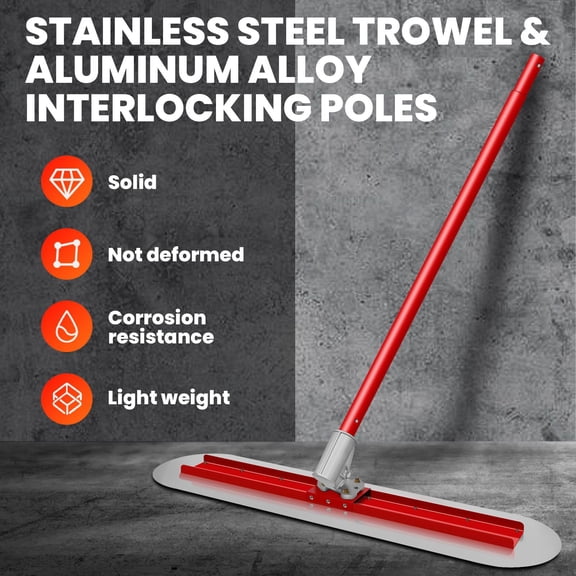 Concrete Bull Float Tool, Angle Adjustable Concrete Trowel With Extendable Handle, Durable Concrete Float For Road Patio Slab Construction Finishing