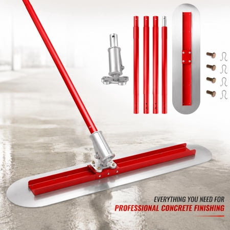 Concrete Bull Float Tool Kit, 48x12 Inch Stainless Steel Trowel Board with 4 Section Telescoping Aluminum Alloy Pole, Adjustable Fresno Trowel for Concrete Finishing