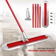 Concrete Bull Float Tool Kit, 48x12 Inch Stainless Steel Trowel Board with 4 Section Telescoping Aluminum Alloy Pole, Adjustable Fresno Trowel for Concrete Finishing