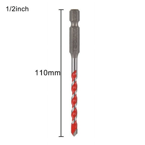 Concrete Carbide Drill Bits Hole Drill Hex Shank for Glass Brick Plastic Cement 1/2Inch