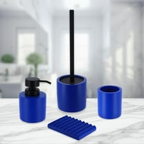 Concrete Cement Bathroom Accessories, 4-Piece Set, Blue