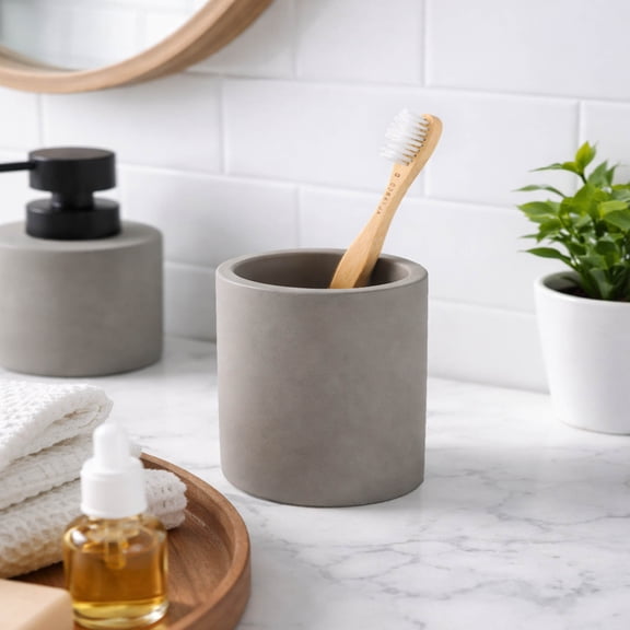 Evideco French Home Goods Cement Tumbler Only Chic Mid-Century Modern Toothbrush Holders