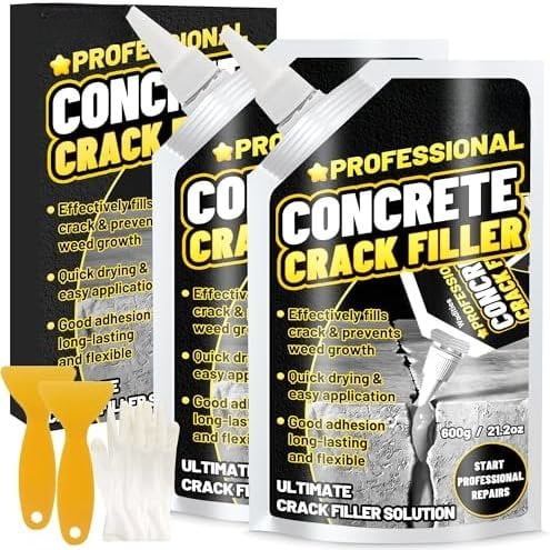 Concrete Crack Filler, 2.65LB High Elasticity Self Leveling Cement Crack Filler, Slab Concrete Repair Sealant for Driveway, Walkway, Patio, Joint, Outdoor Quick Drying Sealer - Grey