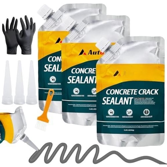 Concrete Crack Filler, Exterior Cement Crack Filler, Self-Leveling Cement Crack Repair Sealant, Drying, Effectively Repairs Cracks in Driveways, Patios, Sidewalks, and Asphalt Pavements - 3 count