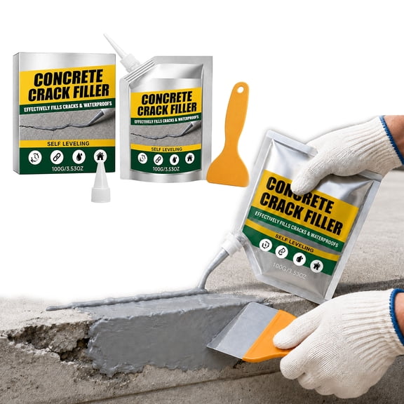 Concrete Crack Filler, Waterproof Concrete Repair Sealant with Precision Nozzle & Scraper
