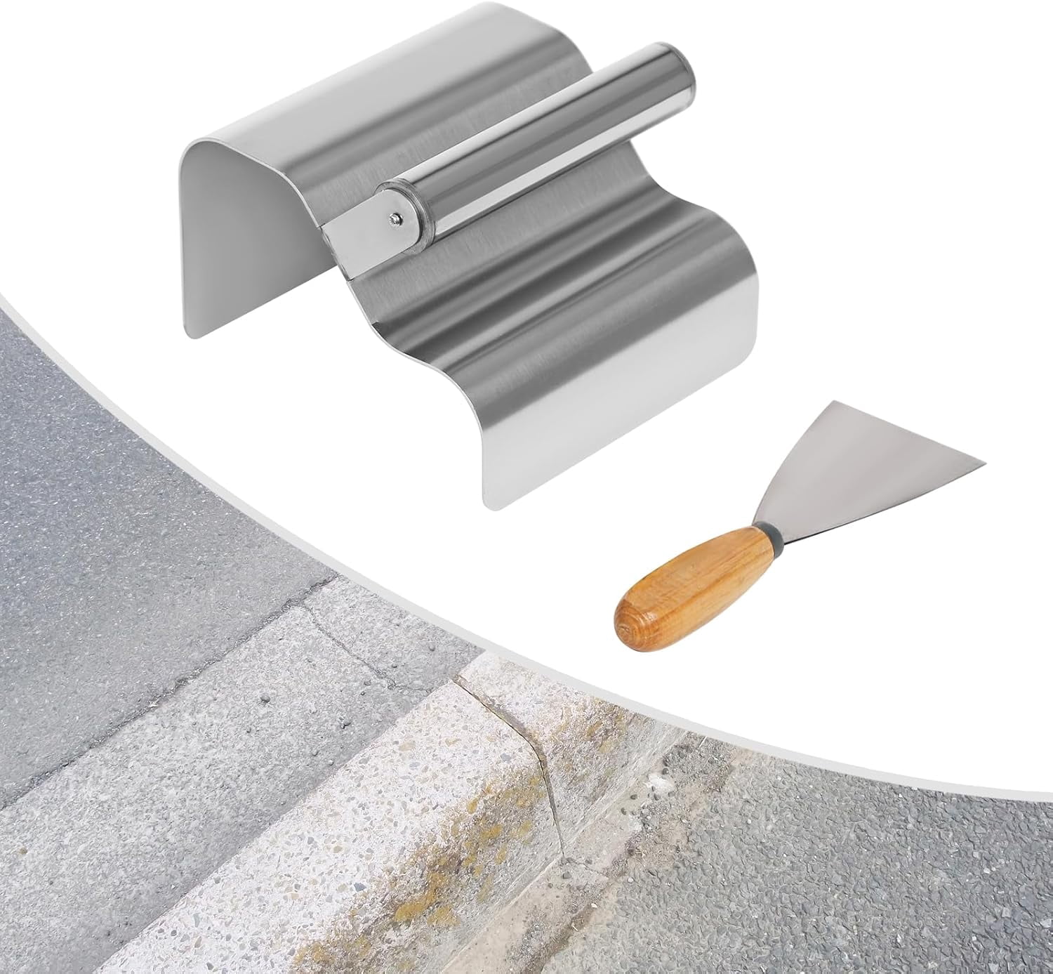 Concrete Curb Trowel with Handle & Putty Knife, 7.28 * 5.9 * 3.74In ...