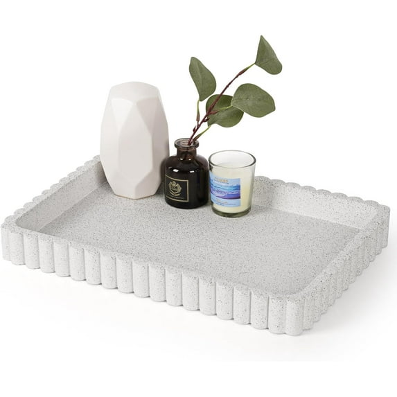 Concrete Decorative Tray for Coffee Table Decor, 14" Coffee Table Tray Ottoman Tray Table Centerpieces, Rectangular Modern Decorative Trays for Home Decor, Living Room, Entry, Granite