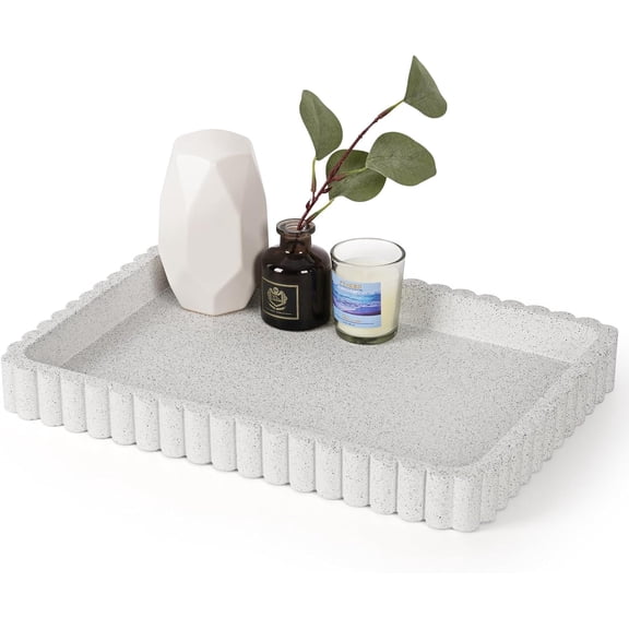 Concrete Decorative Tray for Coffee Table Decor, 14" Coffee Table Tray Ottoman Tray Table Centerpieces, Rectangular Modern Decorative Trays for Home Decor, Living Room, Entry, Granite