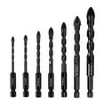 thumbnail image 1 of Concrete Drill Bit, 7Pcs Masonry Drill Bit Set With U-shaped Groove, 1/4 Hexagonal Handle, Cross Shaped Tip Design, High Hardness Metal Tile Drill Bit, 1 of 8