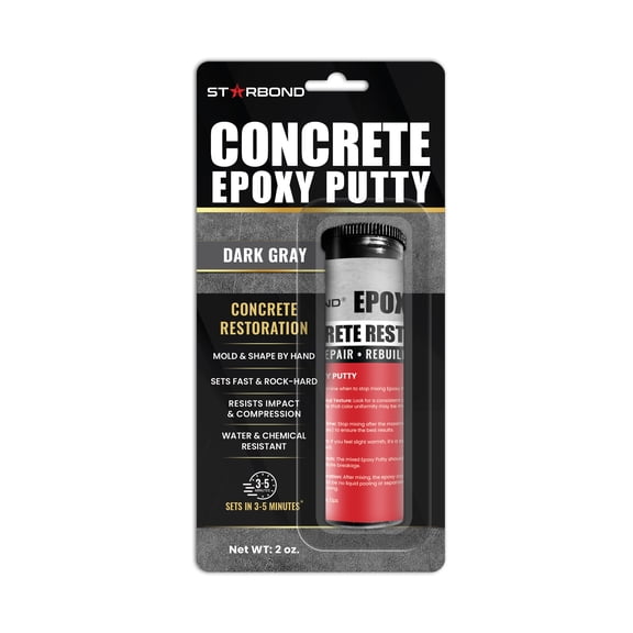 Starbond 2 oz. Concrete Epoxy Putty - Fills Nail Holes & Cracks, Sets Hard in 20-30 Minutes for Concrete, Brick, Stone & More