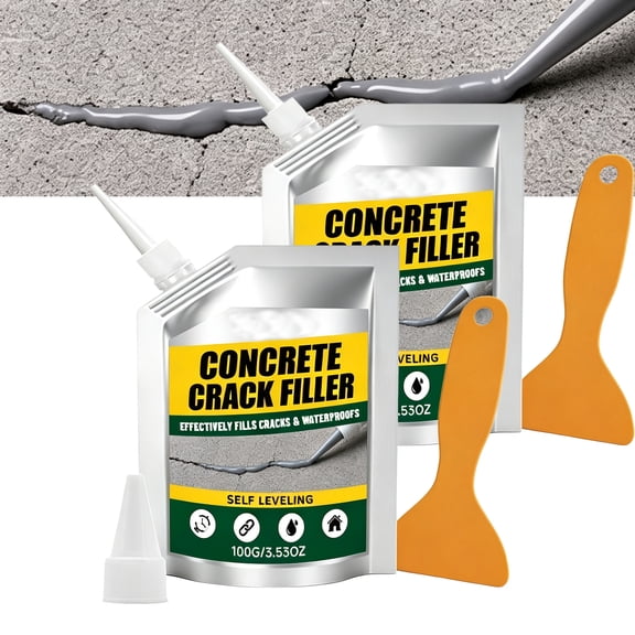 Concrete Filler for Cracks, Self Leveling Concrete Crack Filler Sealant - Waterproof Fast Drying, 100g with Scraper & Nozzle
