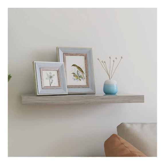 Concrete Gray Wall Shelf - 23.6x9.3x1.5 Inch Floating Shelves - Modern MDF Display Shelf for Books, Ornaments - Invisible Mounting System Grey