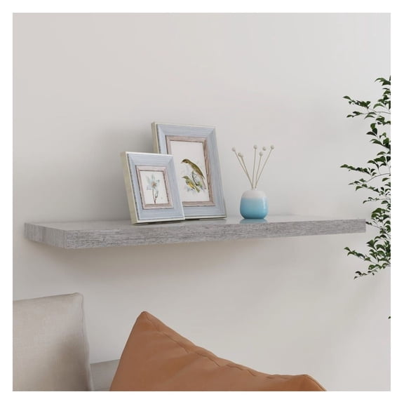 Concrete Gray Wall Shelf - 31.5x9.3 Inch Floating Shelves for Living Room, Bedroom, Office - Modern MDF Display Shelf with Invisible Mounting System Grey
