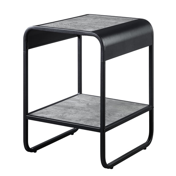 Concrete Grey And Black End Table For Storage Needs Modern & Bedroom With Shelving Unit
