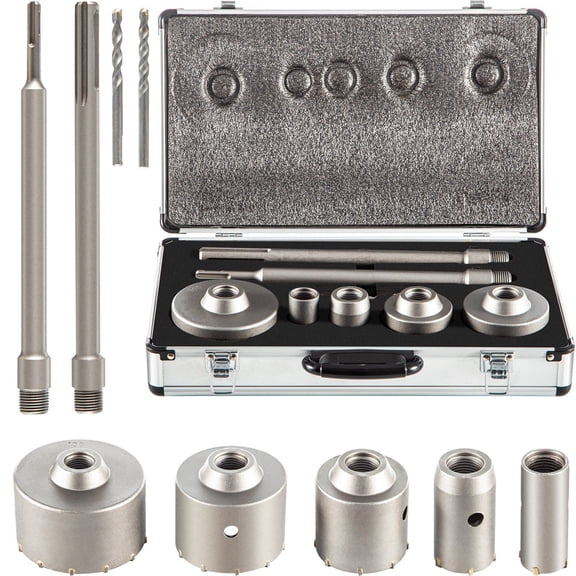 Concrete Hole Saw Kit SDS Plus SDS MAX Shank Drill Bit Set with 4-1/3 Inch Connecting Rod for Concrete Cement Stone Wall