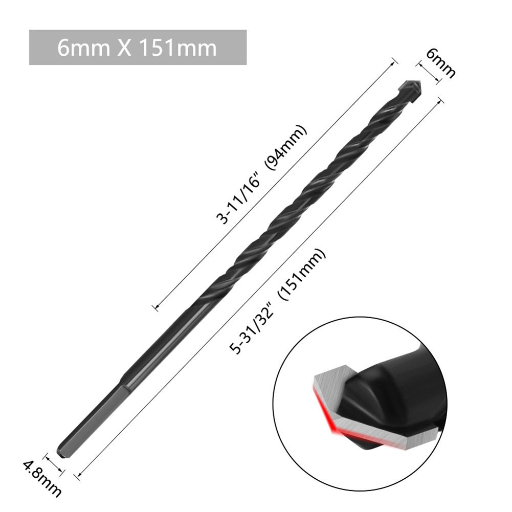 Concrete Impact Drill Bit Triangle Shank 6 8 10 12Mm Drill Bits Power