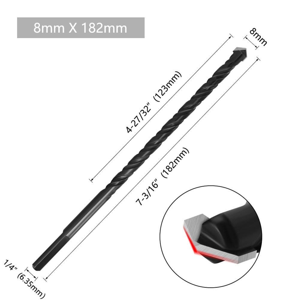 Concrete Impact Drill Bit Triangle Shank 8 mm Drill Bits Power Tool
