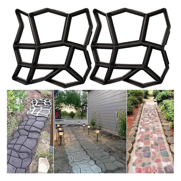 Concrete Molds for Walkways, 2 Pack 16.9x16.9x1.57in Reusable DIY Stepping Stone Molds, Cement Paver Form for Patio, Lawn, Garden, Walk Maker