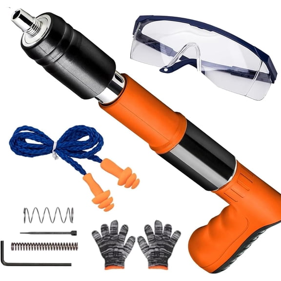 Concrete Nail Kit, 5 Gear Adjustable Mini Manual Steel Nailer for Concrete and Brick, Wall Fastening Rivet Tool Wall Nailer Shooting Machine for Wall Household Decor Orange (No Nails)