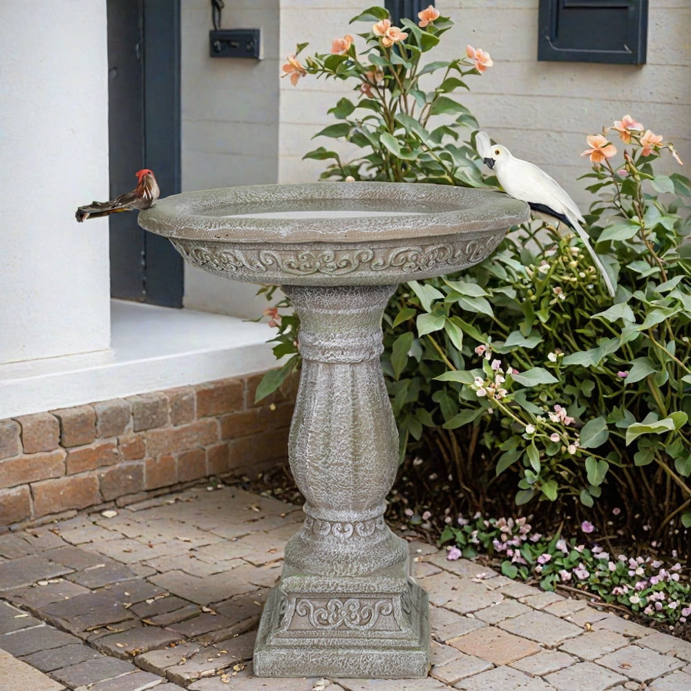 Concrete Outdoor Pedestal Bird Bath Decoration,Roman Pillar Bird