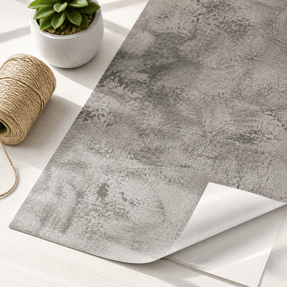 Concrete Peel and Stick Wall Paper 48" x 197" Grey Brown Matte Industrial Countertop Covering