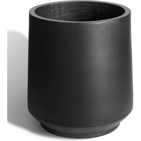 Heyzier Concrete Planter Outdoor Indoor, Large Cement Plant Pots for Trees Flowers (Black, 17 inch)