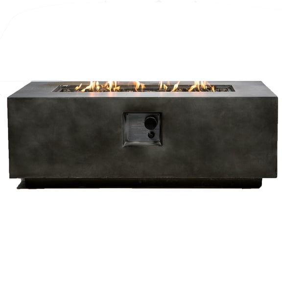 Concrete Propane Outdoor Fire Pit Table with Cover-Charcoal
