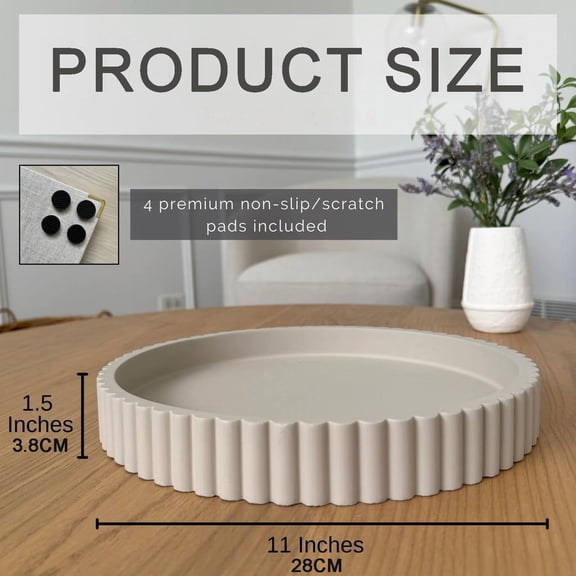 Concrete Round Decorative Tray, Gray Air fryer matched use,Baking tray,Stainless steel
