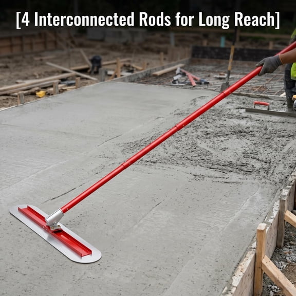 Concrete Screed Board, 47.2 L11.8 W Fast Surface Prep, Steel Corrosion Resistance, Long Handle Concrete Float, 4-Section Concrete Float, Built for Pool Deck, Sidewalk, Driveway