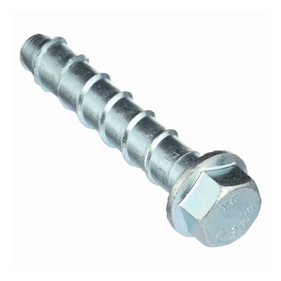 Concrete Screw, 1/2" Dia., Hex, 3 in L, Steel Zinc Plated, 25 PK