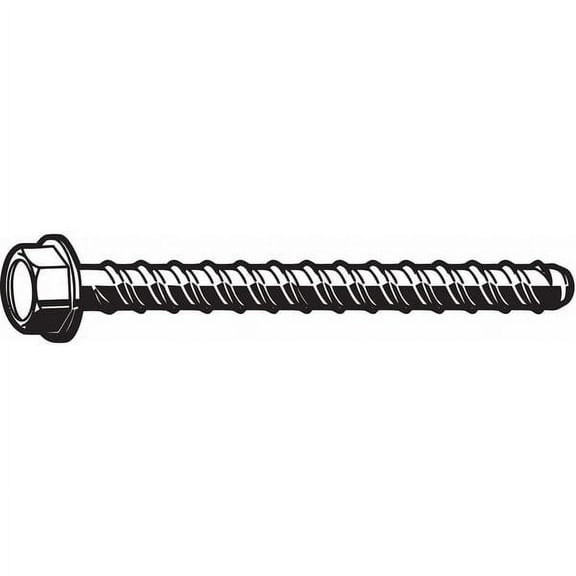 Concrete Screw, 5/8" Dia., Hex, 4 in L, Steel Zinc Plated, 10 PK