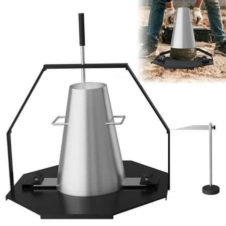 Concrete Slump Cone Test Kit, Heavy-Duty Steel Slump Cone 12''L x 8''W Standard Size