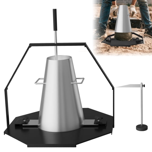 Concrete Slump Cone Test Kit, Heavy-Duty Steel Slump Cone 12''L x 8''W Standard Size