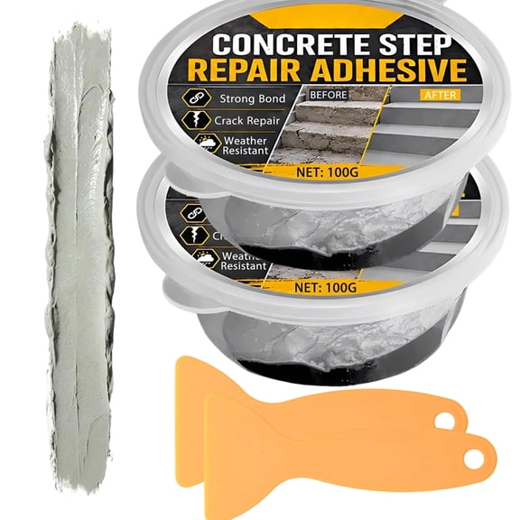 Concrete Step Repair Adhesive, Heavy Duty, Weather Resistant, Quick Curing Concrete Crack Filler for Steps, Walkways, Patio and Basement