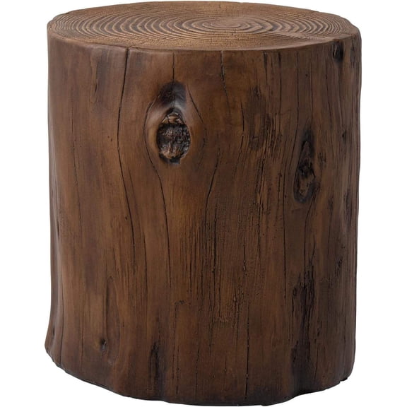 Concrete Stump Side Table, Rustic Tree Trunk Garden Stool for Indoor or Outdoor Use