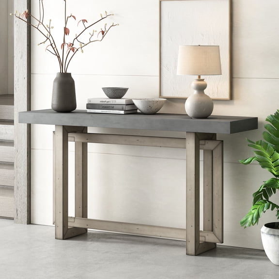 Concrete Surface Study Table | Suitable for Residential Spaces | Well - crafted with Pine and Solid Wood Veneer | Solves the Assembly Complexity