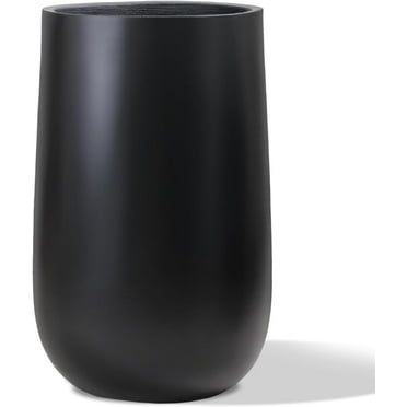 Concrete Tall Planter Outdoor Indoor, Large Cement Plant Pots for Trees Flowers (Black, 24 inch)