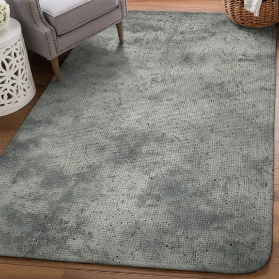 Concrete Texture Area Rugs for Living Room 5x7, Industrial Minimalist Gray Washable Area Rug with Non Slip Backing, Stain Resist Linen Carpet for Bedroom, Dining Room, Entryway, Entrance