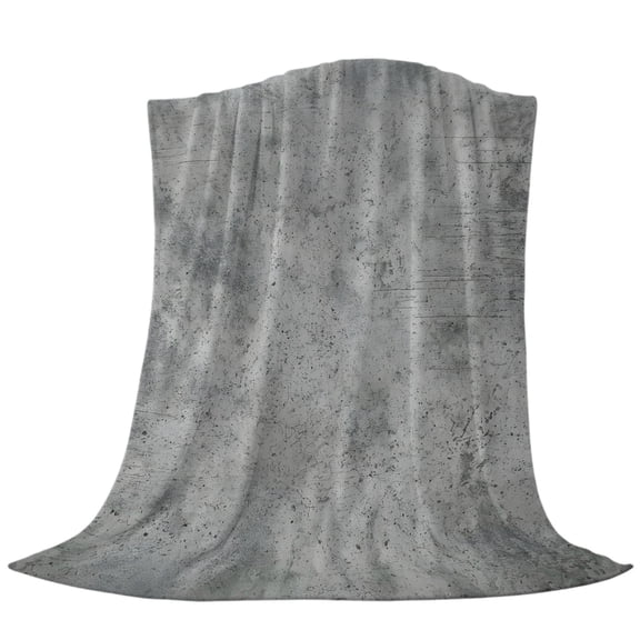 Concrete Texture Flannel Blanket for Bed, Travel and Camping, Industrial Minimalist Gray Super Soft Cozy Blanket for All Seasons 30x40in