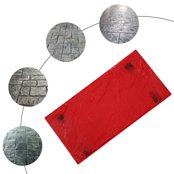 Concrete Texture Skin, Concrete Texture Mat Rectangular 23.6*12*0.5inch Red 0.5-inch thick PU Concrete Stamp Mat