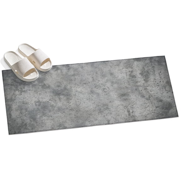 Concrete Texture Washable Area Rug 2 x 6 ft Industrial Minimalist Gray, Soft Non Slip Rugs Stain Repellent Indoor Felt Carpet for Living Dining Room Bedroom Home Office