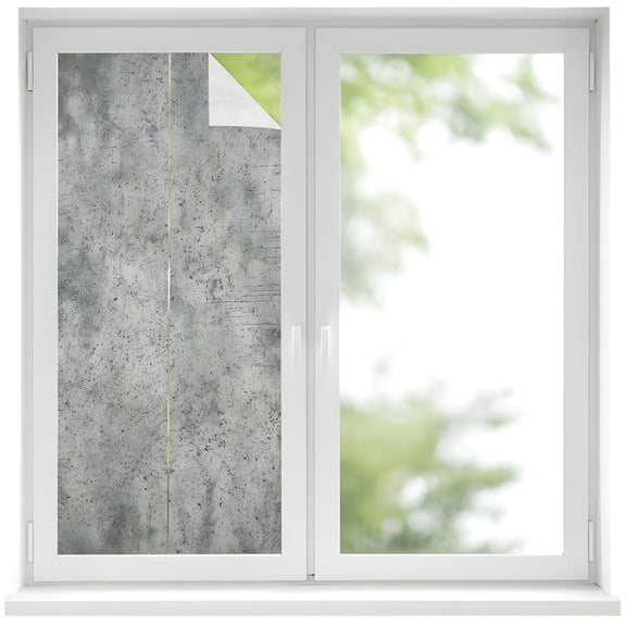 Concrete Texture Window Privacy Film Industrial Minimalist Gray Decorative Glass Window Film UV Blocking Static Cling Non-Adhesive Sticker Covering for Home Door 19.6 x 39.3 inches